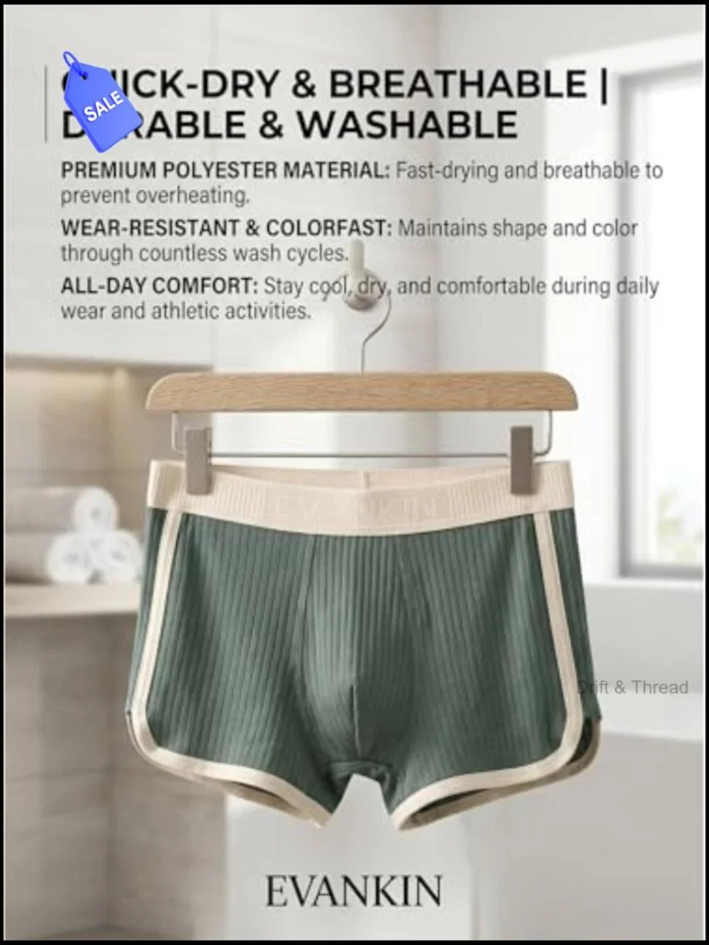 Men's Boxer Briefs 3 Pack Ribbed Knit Quick Dry Trunks Breathable Underwear